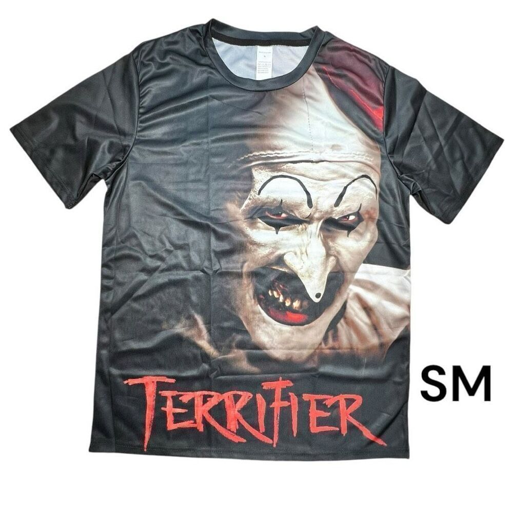 NWOT Men's Size Small Terrifier 3D Clown Crew Neck Short Sleeve T-Shirt Black
